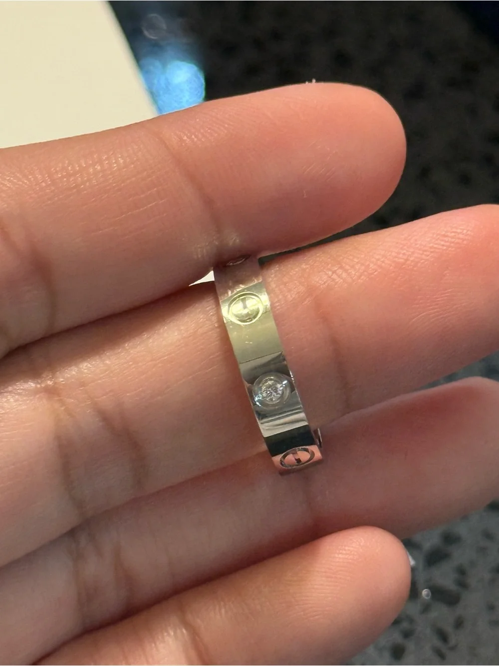 18K White Gold Cartier LOVE Ring 4 Diamonds